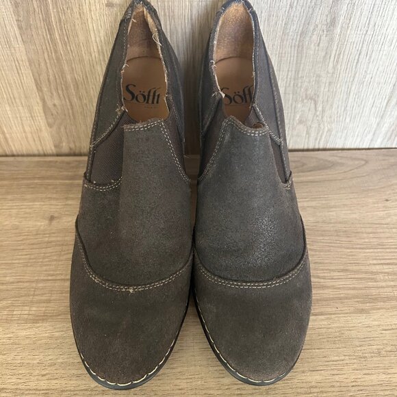 Sofft Womens Simola Boot Brown Suede Chelsea Bootie Shootie Heel SZ8 Comfort - Picture 4 of 11